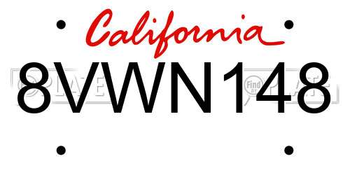 8VWN148 California License Plate