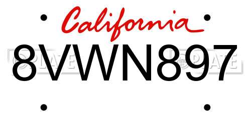 8VWN897 California License Plate