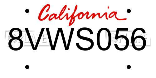 8VWS056 California License Plate