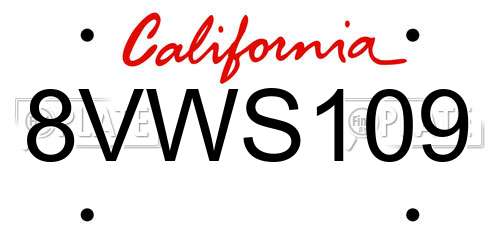8VWS109 California License Plate