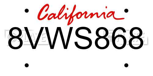 8VWS868 California License Plate