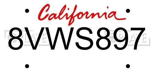 8VWS897 California License Plate