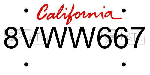 8VWW667 California License Plate