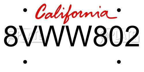 8VWW802 California License Plate