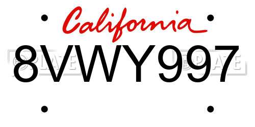 8VWY997 California License Plate