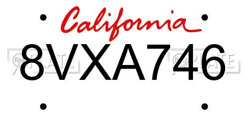8VXA746 California License Plate