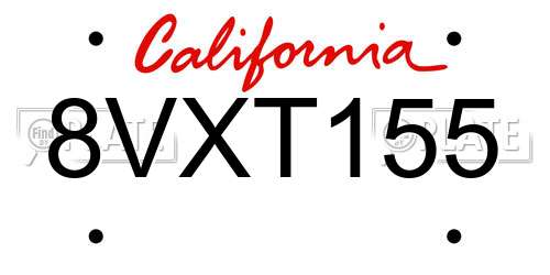 8VXT155 California License Plate