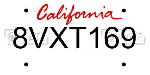 8VXT169 California License Plate