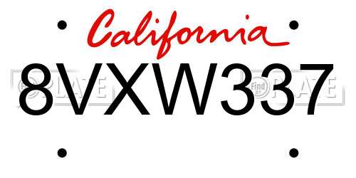 8VXW337 California License Plate
