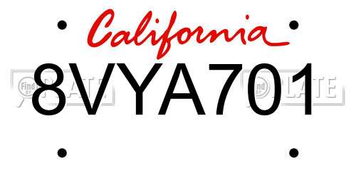 8VYA701 California License Plate