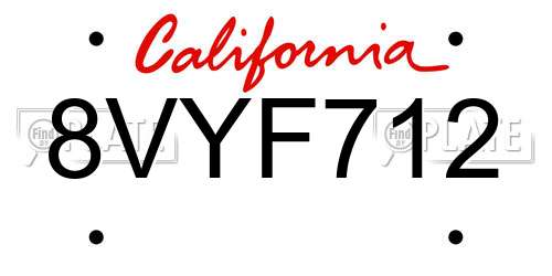 8VYF712 California License Plate