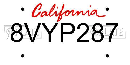 8VYP287 California License Plate