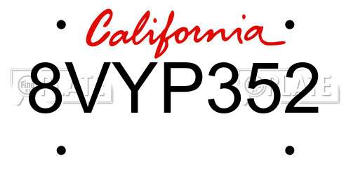 8VYP352 California License Plate