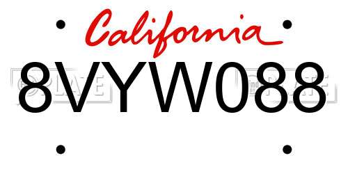8VYW088 California License Plate