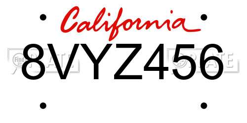 8VYZ456 California License Plate