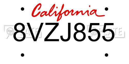 8VZJ855 California License Plate