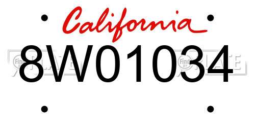 8W01034 California License Plate