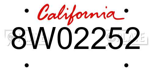 8W02252 California License Plate