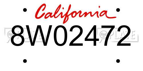 8W02472 California License Plate