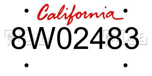 8W02483 California License Plate