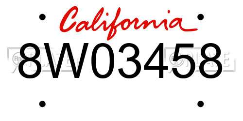 8W03458 California License Plate