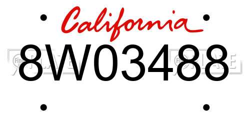 8W03488 California License Plate