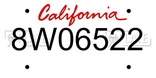 8W06522 California License Plate