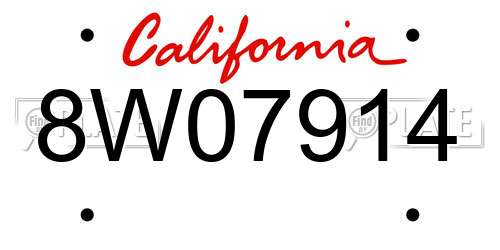 8W07914 California License Plate