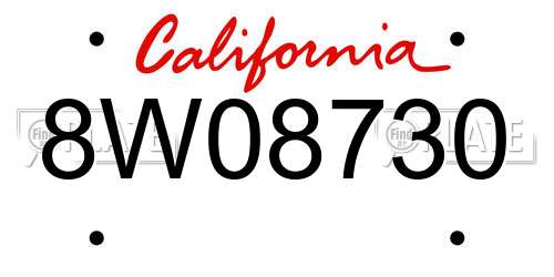 8W08730 California License Plate
