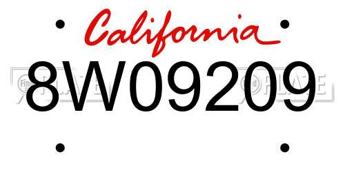8W09209 California License Plate