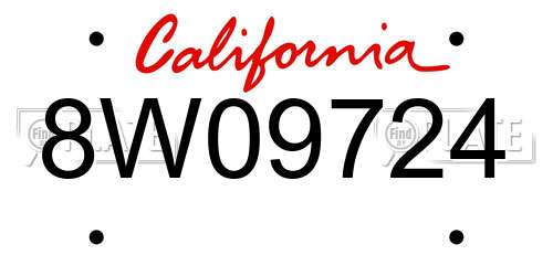 8W09724 California License Plate