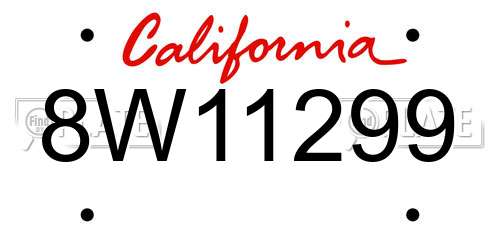 8W11299 California License Plate