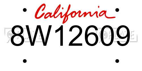 8W12609 California License Plate