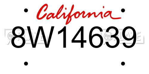 8W14639 California License Plate
