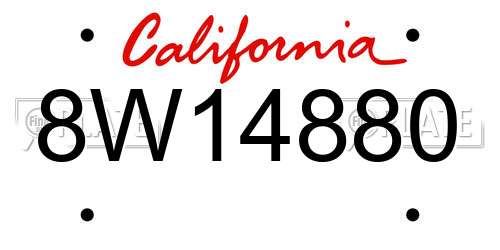 8W14880 California License Plate