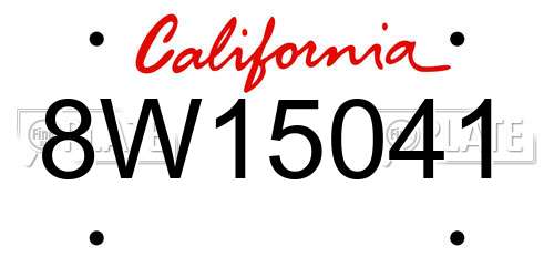 8W15041 California License Plate