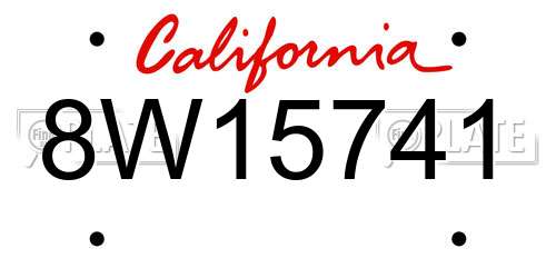8W15741 California License Plate