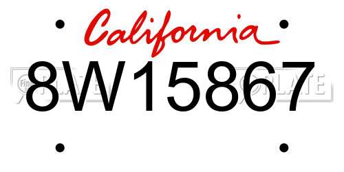 8W15867 California License Plate