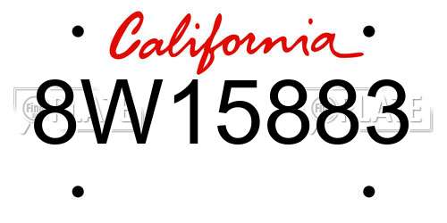 8W15883 California License Plate