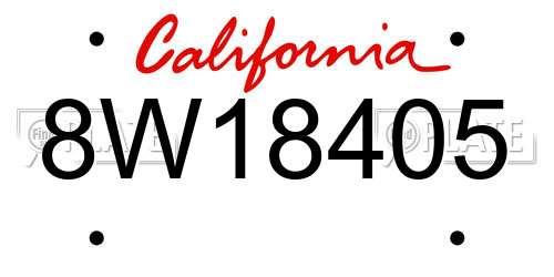 8W18405 California License Plate