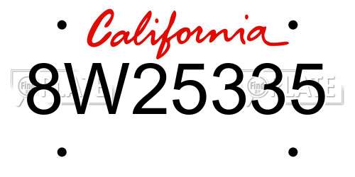 8W25335 California License Plate