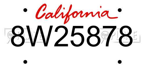 8W25878 California License Plate