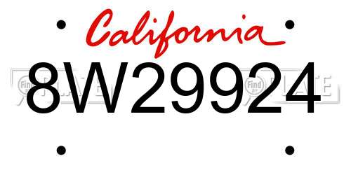 8W29924 California License Plate