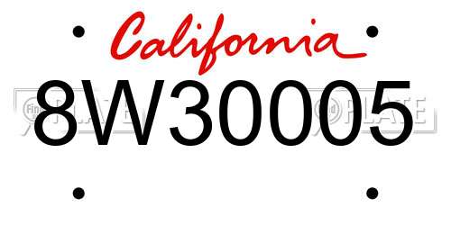 8W30005 California License Plate