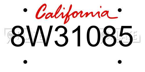 8W31085 California License Plate