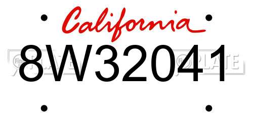 8W32041 California License Plate