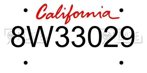 8W33029 California License Plate