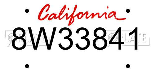 8W33841 California License Plate