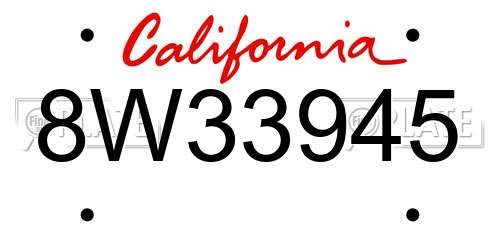 8W33945 California License Plate