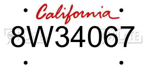 8W34067 California License Plate